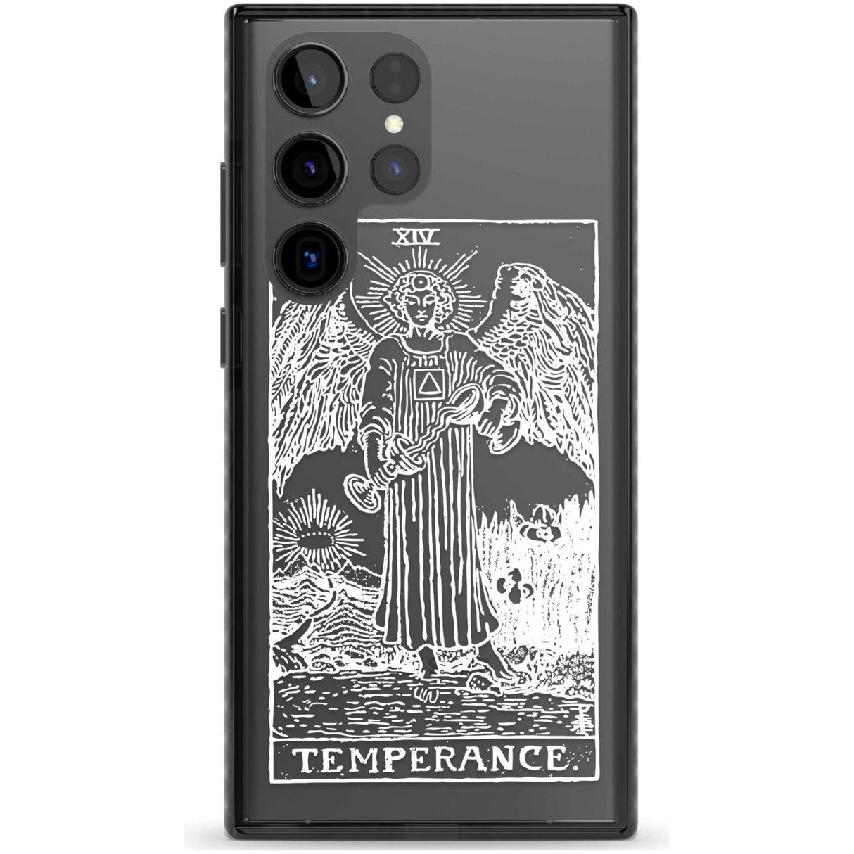 Personalised Temperance Tarot Card - White Transparent Custom Phone Case Samsung S22 Ultra / Black Impact Case,Samsung S23 Ultra / Black Impact Case Blanc Space