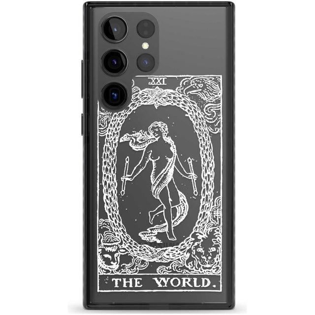 Personalised The World Tarot Card - White Transparent Custom Phone Case Samsung S22 Ultra / Black Impact Case,Samsung S23 Ultra / Black Impact Case Blanc Space