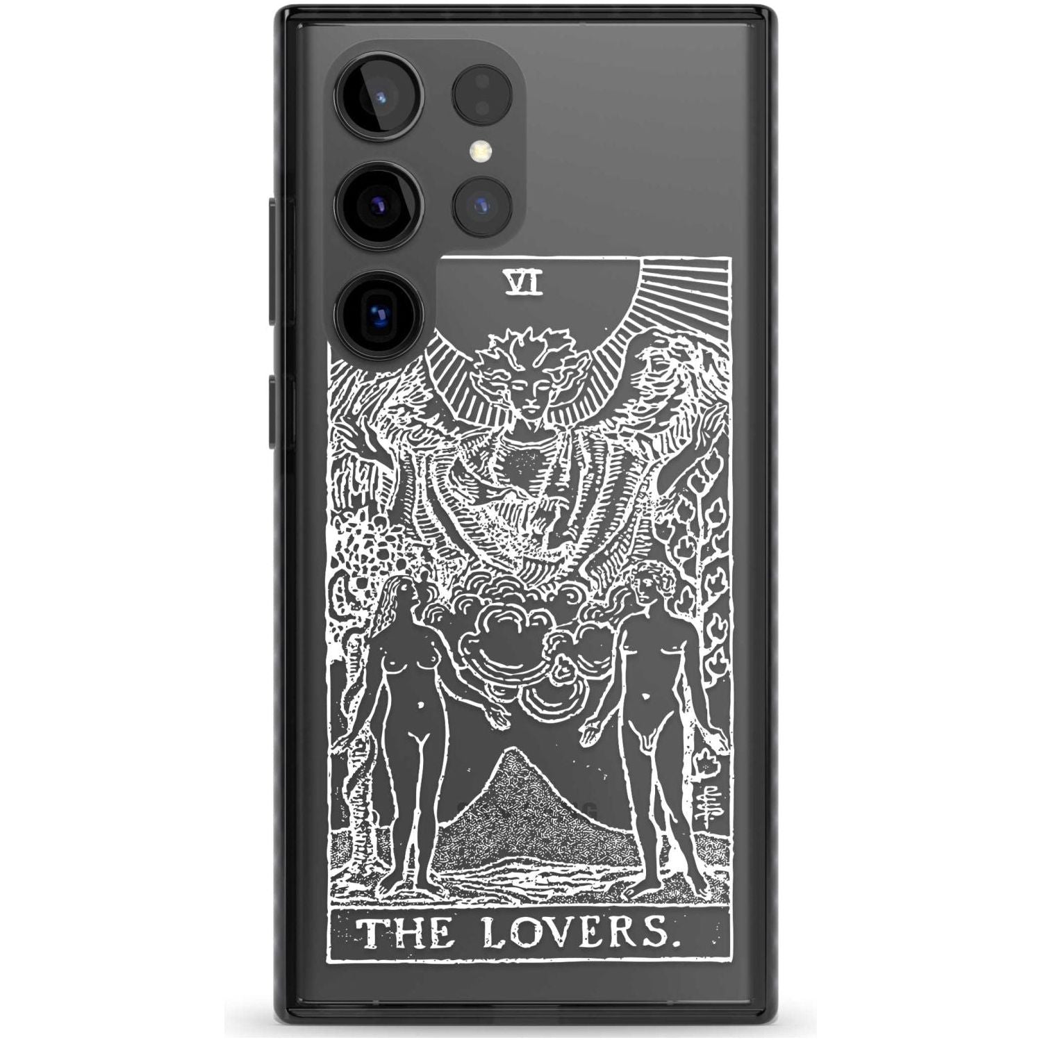 Personalised The Lovers Tarot Card - White Transparent Custom Phone Case Samsung S22 Ultra / Black Impact Case,Samsung S23 Ultra / Black Impact Case Blanc Space