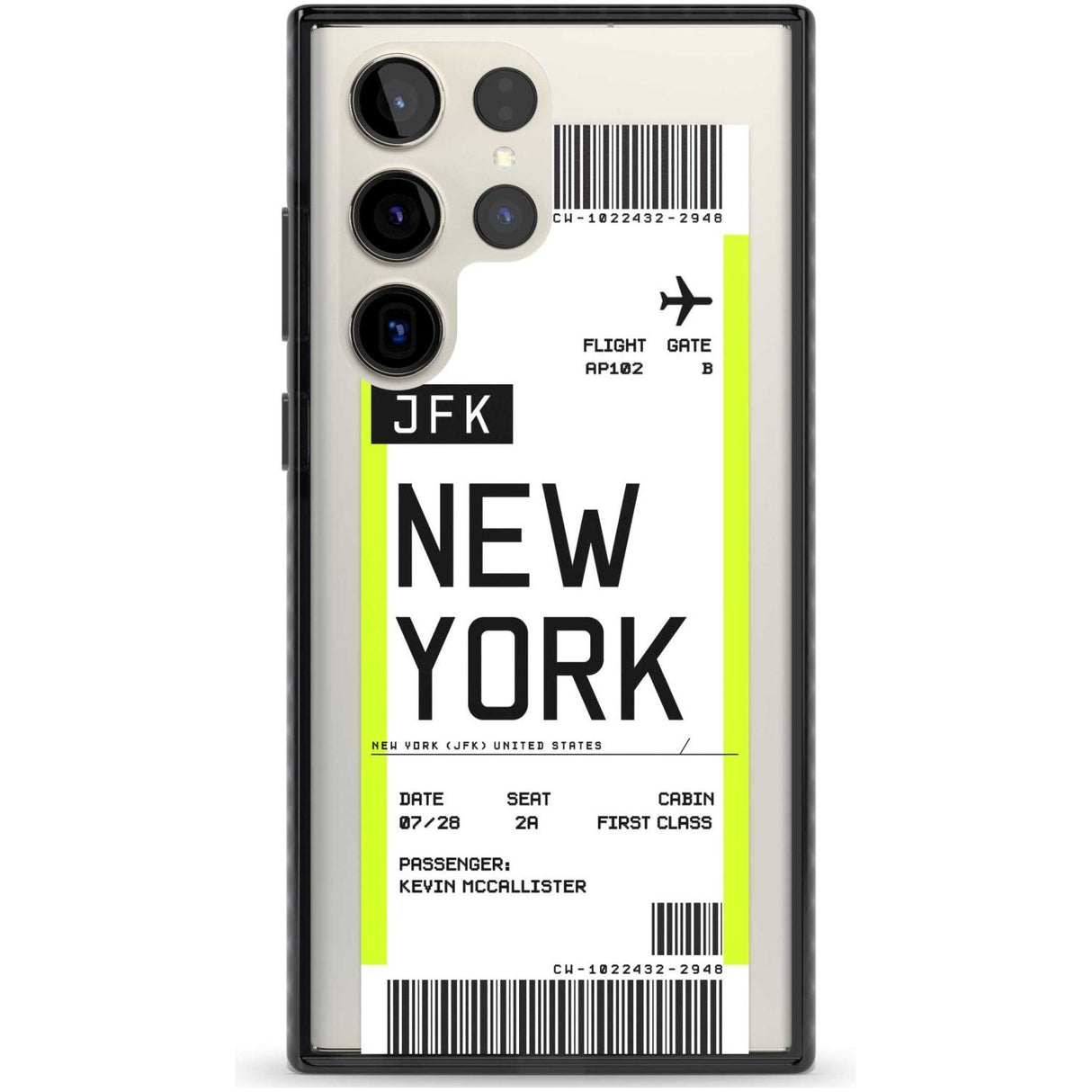 Personalised New York Boarding Pass Custom Phone Case Samsung S22 Ultra / Black Impact Case,Samsung S23 Ultra / Black Impact Case Blanc Space