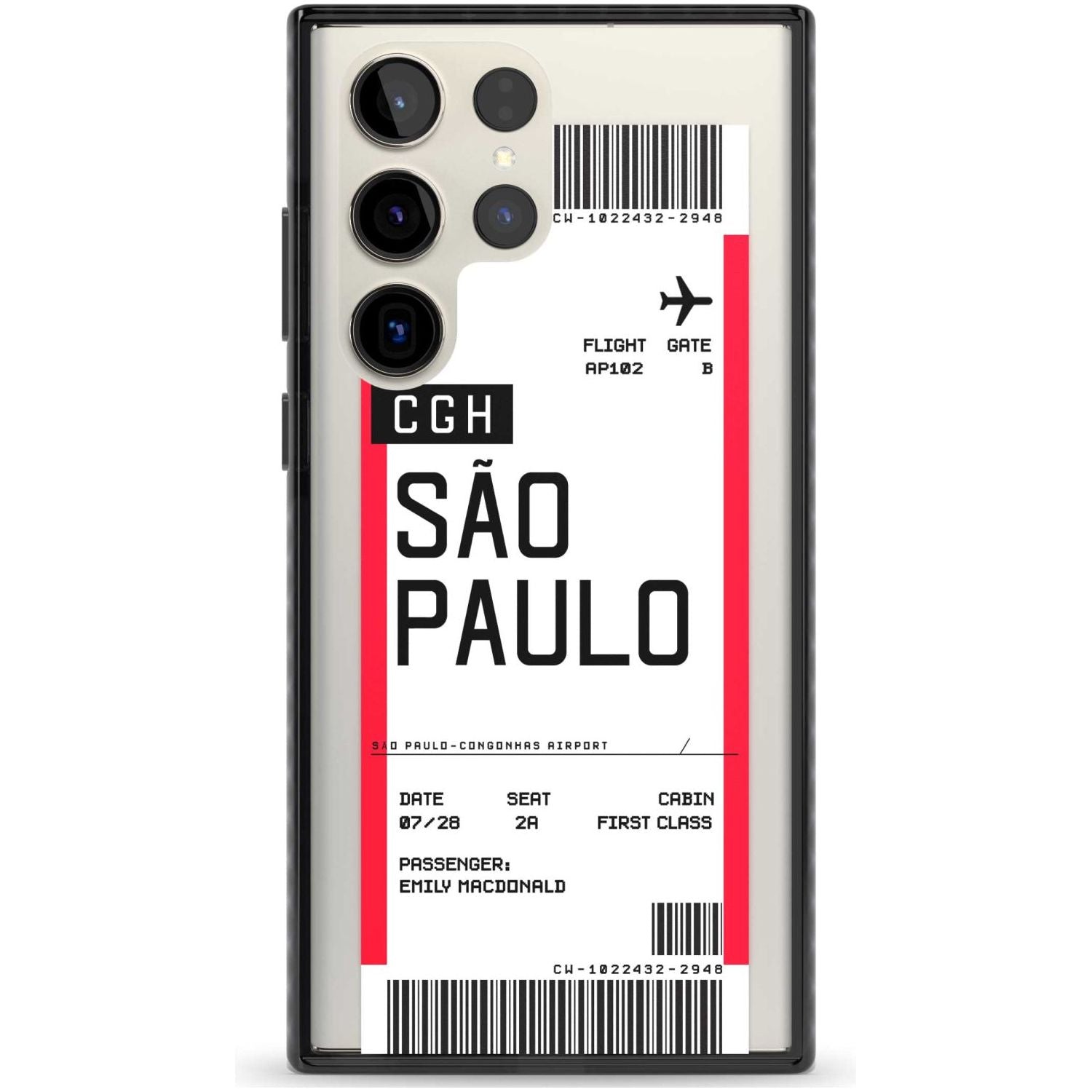 Personalised São Paulo Boarding Pass Custom Phone Case Samsung S22 Ultra / Black Impact Case,Samsung S23 Ultra / Black Impact Case Blanc Space
