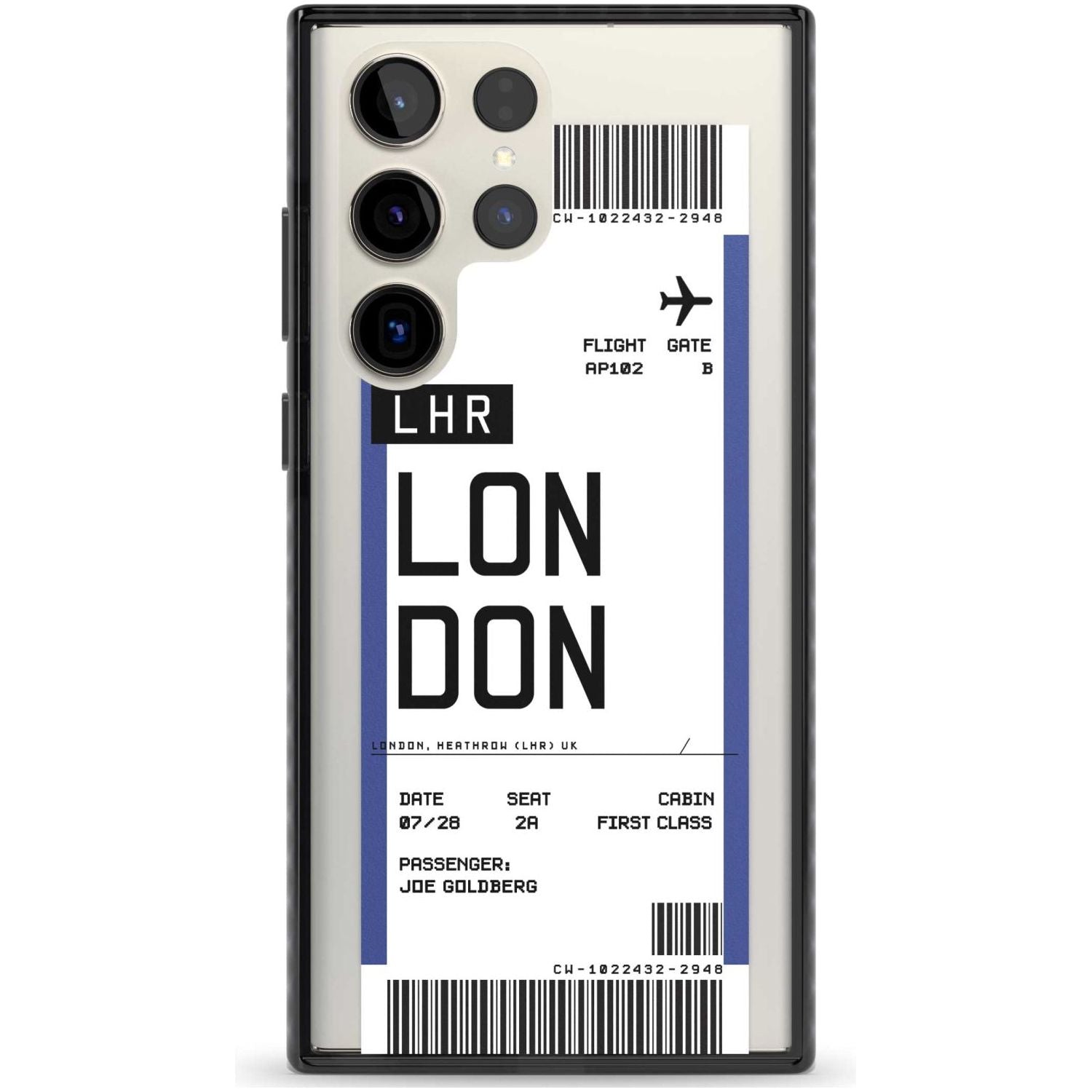 Personalised London Boarding Pass Custom Phone Case Samsung S22 Ultra / Black Impact Case,Samsung S23 Ultra / Black Impact Case Blanc Space