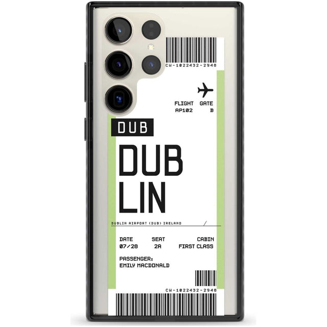Personalised Dublin Boarding Pass Custom Phone Case Samsung S22 Ultra / Black Impact Case,Samsung S23 Ultra / Black Impact Case Blanc Space