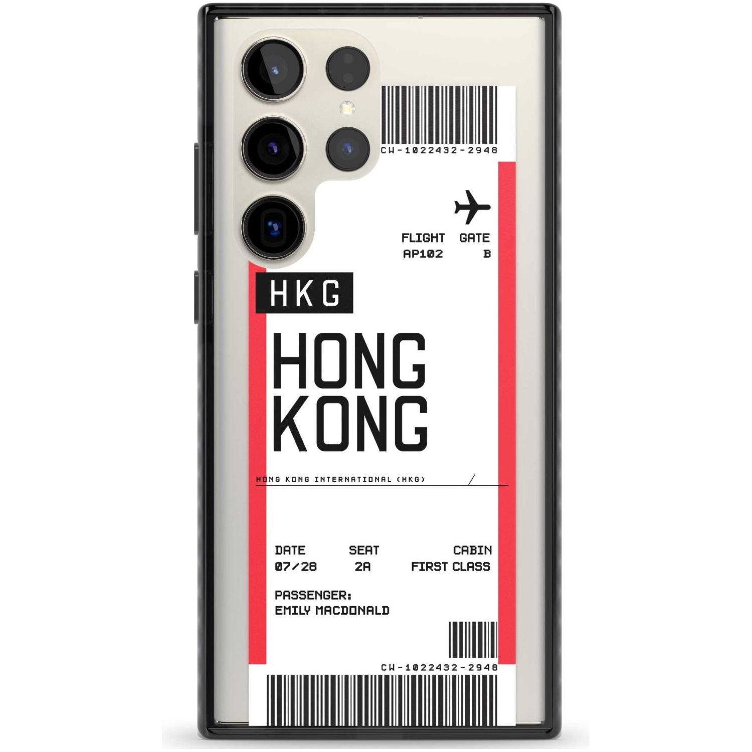 Personalised Hong Kong Boarding Pass Custom Phone Case Samsung S22 Ultra / Black Impact Case,Samsung S23 Ultra / Black Impact Case Blanc Space