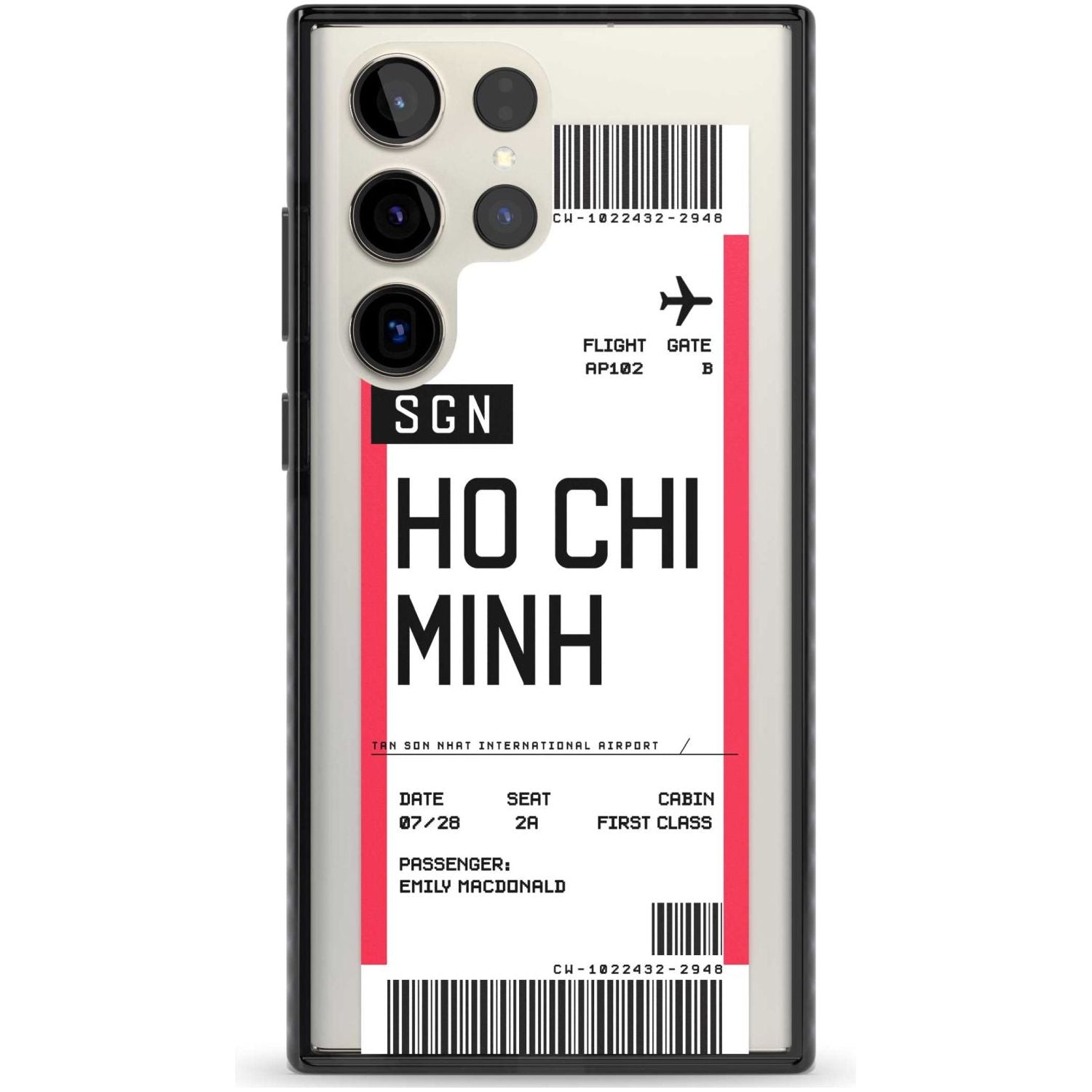 Personalised Ho Chi Minh City Boarding Pass Custom Phone Case Samsung S22 Ultra / Black Impact Case,Samsung S23 Ultra / Black Impact Case Blanc Space