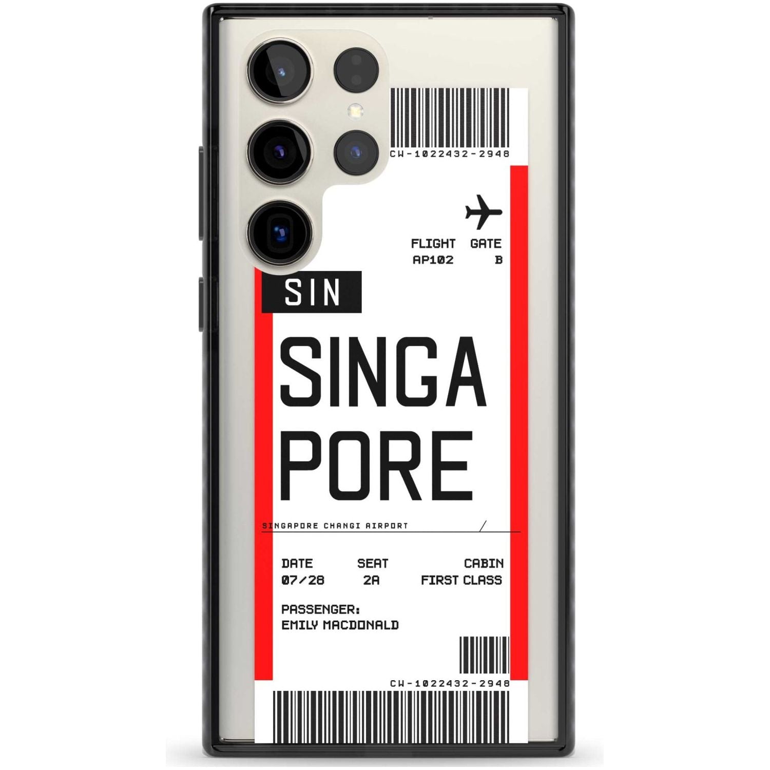 Personalised Singapore Boarding Pass Custom Phone Case Samsung S22 Ultra / Black Impact Case,Samsung S23 Ultra / Black Impact Case Blanc Space