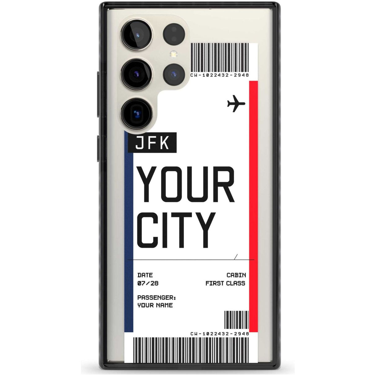 Personalised Create Your Own Boarding Pass Ticket Custom Phone Case Samsung S22 Ultra / Black Impact Case,Samsung S23 Ultra / Black Impact Case Blanc Space