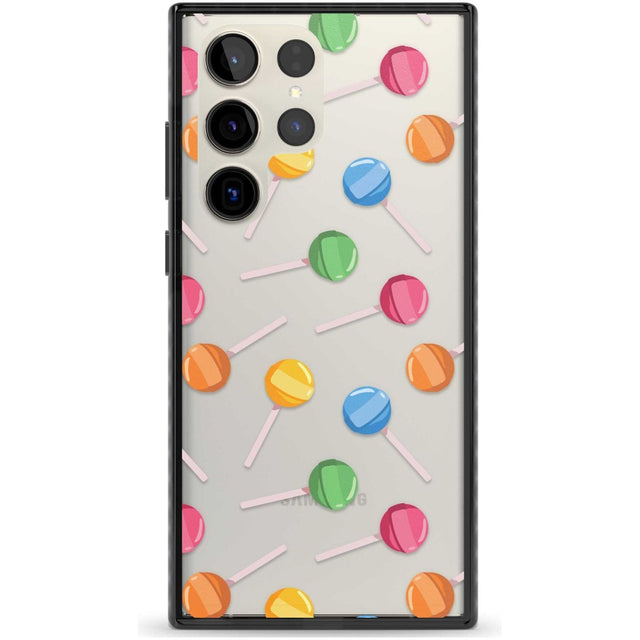 Lollipop Pattern Phone Case Samsung S22 Ultra / Black Impact Case,Samsung S23 Ultra / Black Impact Case Blanc Space