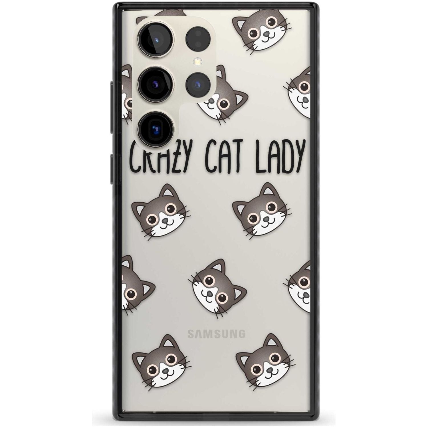 Crazy Cat Lady Phone Case Samsung S22 Ultra / Black Impact Case,Samsung S23 Ultra / Black Impact Case Blanc Space