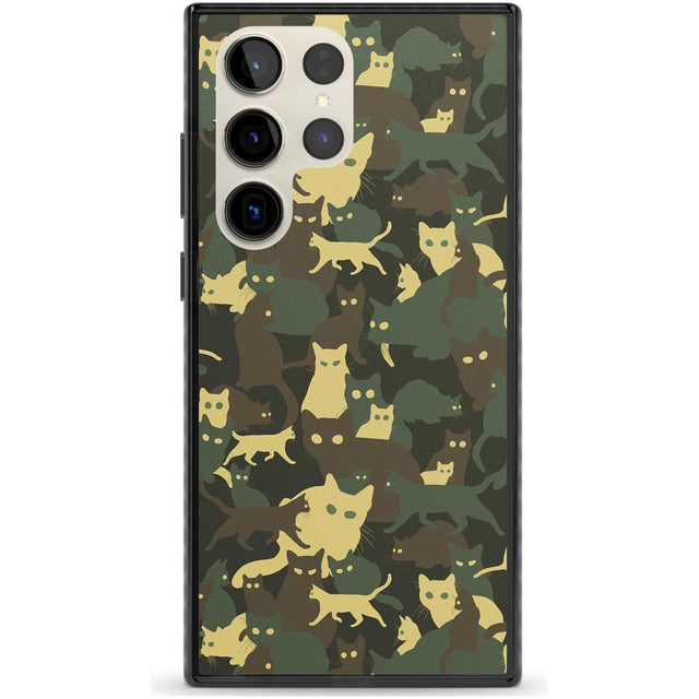 Forest Green Cat Camouflage Pattern Phone Case Samsung S22 Ultra / Black Impact Case,Samsung S23 Ultra / Black Impact Case Blanc Space
