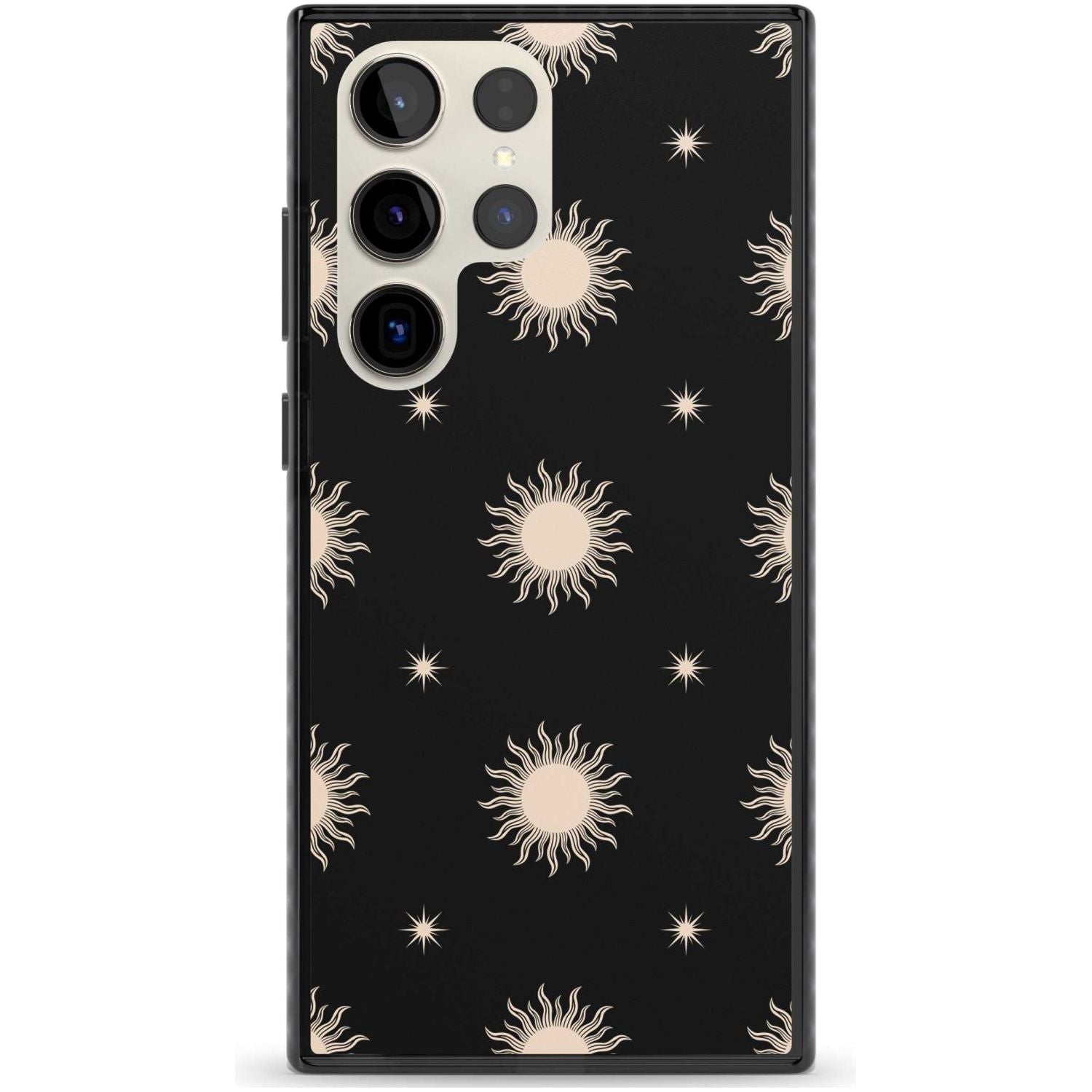 Celestial Patterns Classic Suns (Black) Phone Case Samsung S22 Ultra / Black Impact Case,Samsung S23 Ultra / Black Impact Case Blanc Space