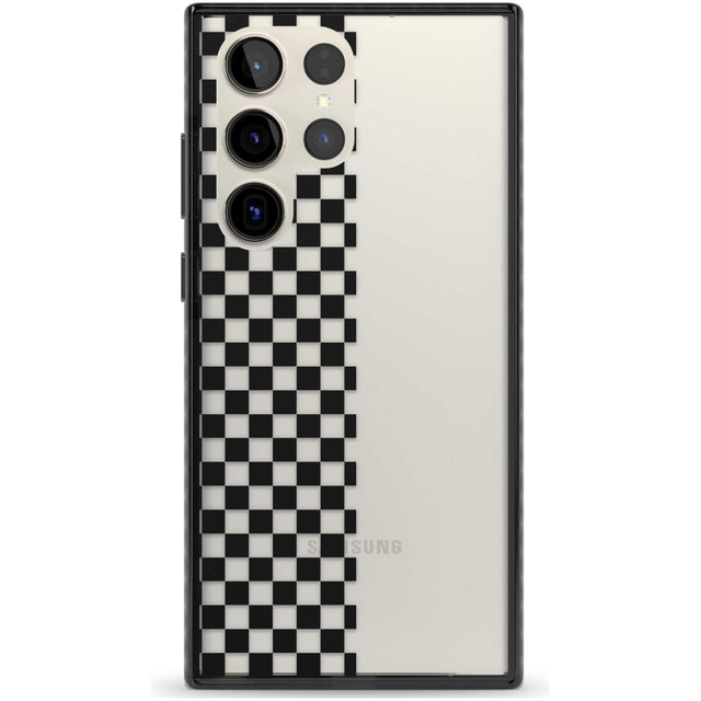 Checker: Half Black Check on Clear Phone Case Samsung S22 Ultra / Black Impact Case,Samsung S23 Ultra / Black Impact Case Blanc Space
