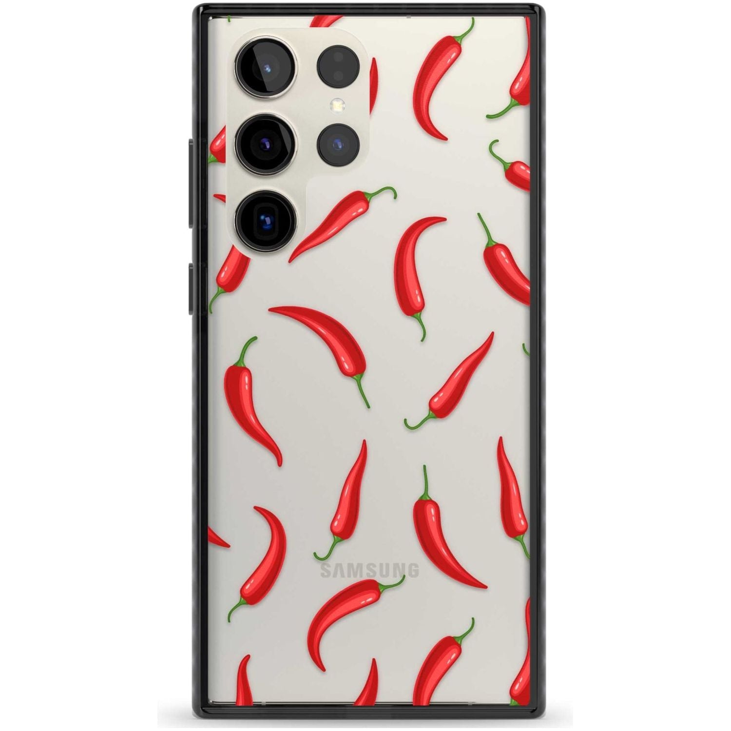 Chilli Pattern Phone Case Samsung S22 Ultra / Black Impact Case,Samsung S23 Ultra / Black Impact Case Blanc Space