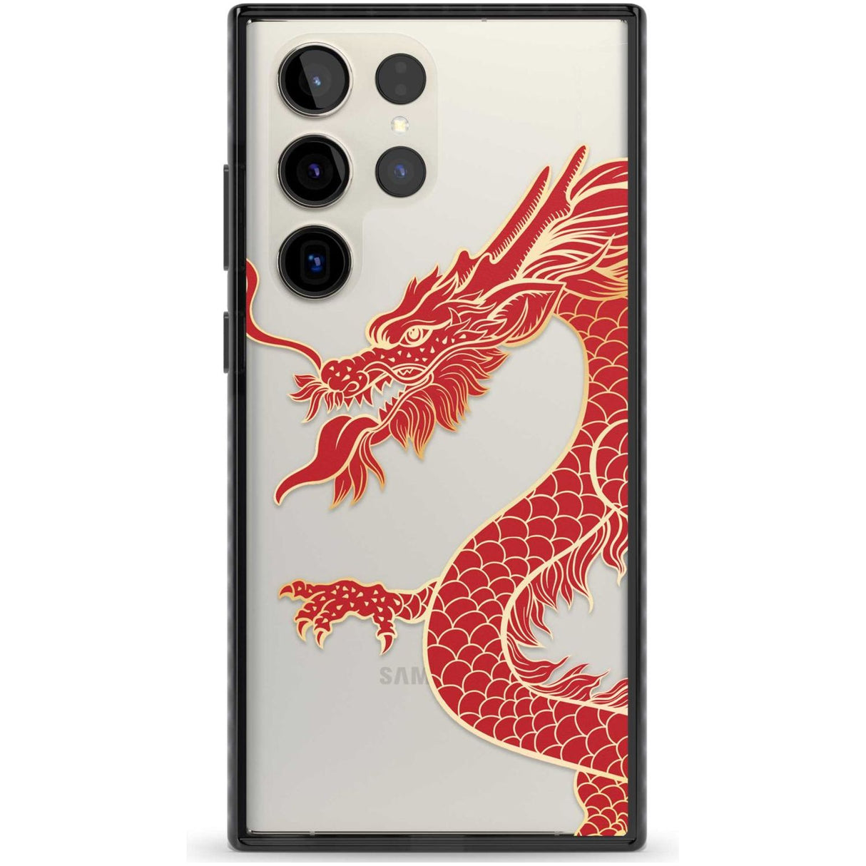 Large Red Dragon Phone Case Samsung S22 Ultra / Black Impact Case,Samsung S23 Ultra / Black Impact Case Blanc Space