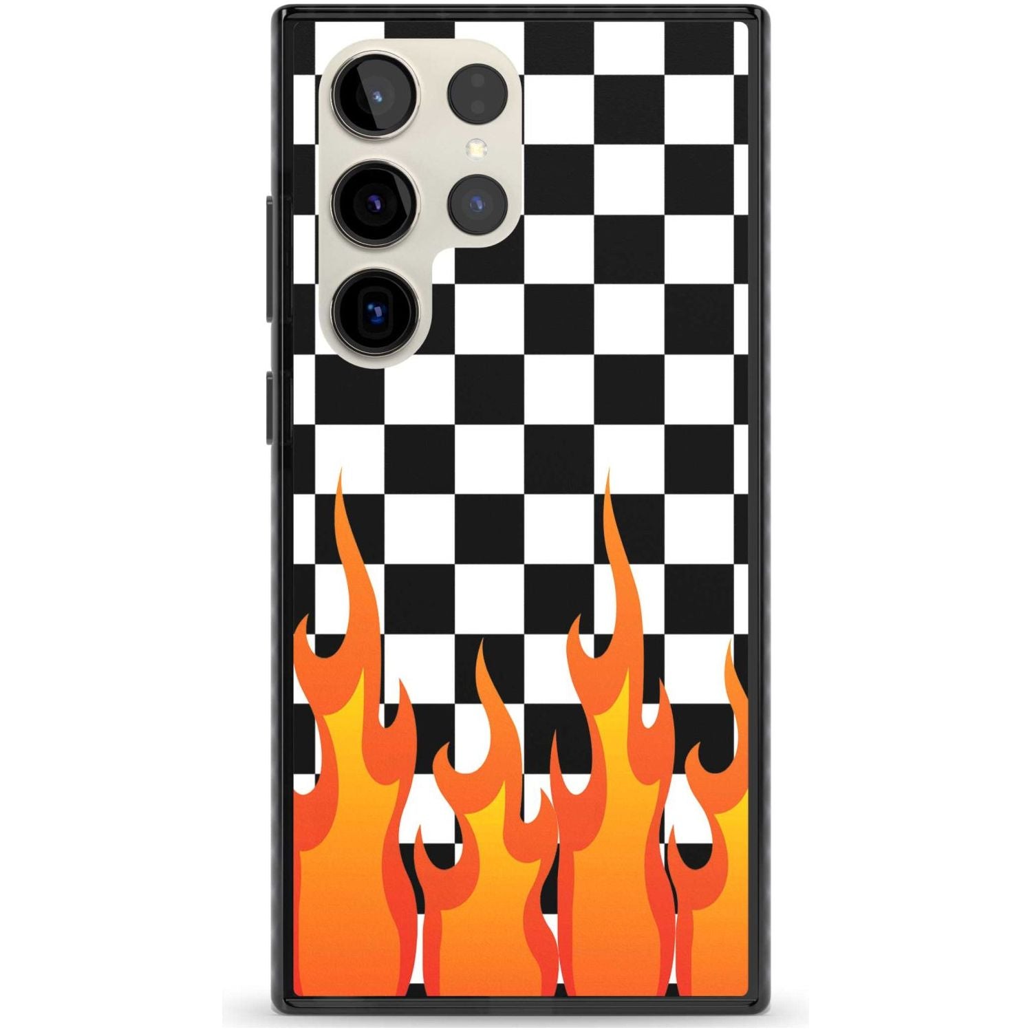 Checkered Fire Phone Case Samsung S23 Ultra / Black Impact Case,Samsung S22 Ultra / Black Impact Case Blanc Space