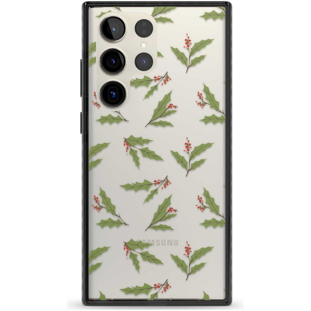 Christmas Holly Pattern Phone Case Samsung S22 Ultra / Black Impact Case,Samsung S23 Ultra / Black Impact Case Blanc Space