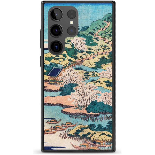Coastal Community by Katsushika Hokusai Phone Case Samsung S22 Ultra / Black Impact Case,Samsung S23 Ultra / Black Impact Case Blanc Space