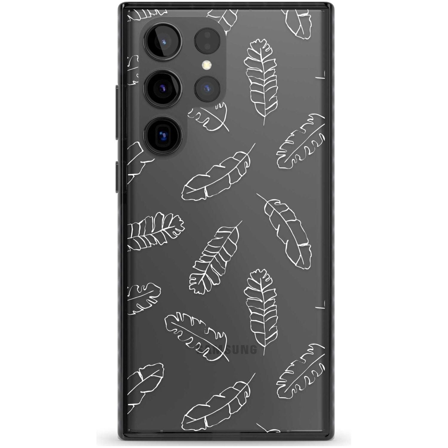 Clear Botanical Designs: Palm Leaves Phone Case Samsung S22 Ultra / Black Impact Case,Samsung S23 Ultra / Black Impact Case Blanc Space