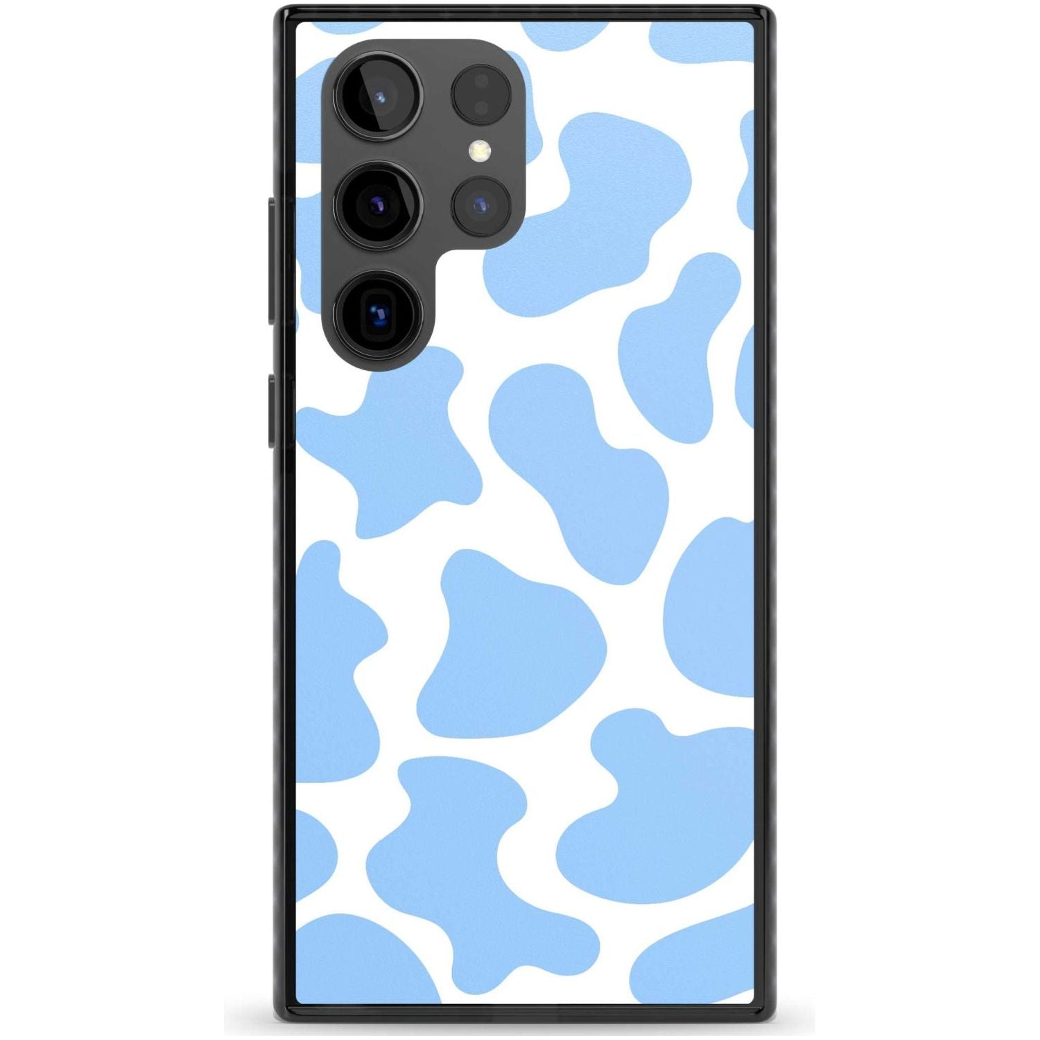 Blue and White Cow Print Phone Case Samsung S22 Ultra / Black Impact Case,Samsung S23 Ultra / Black Impact Case Blanc Space