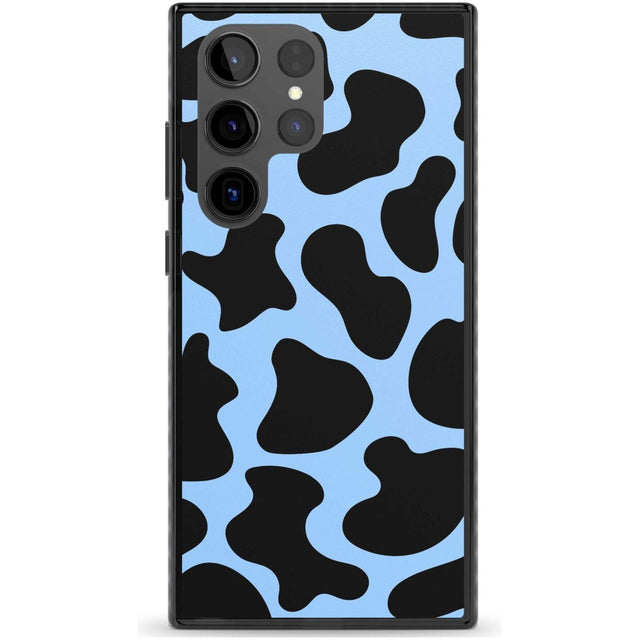 Blue and Black Cow Print Phone Case Samsung S22 Ultra / Black Impact Case,Samsung S23 Ultra / Black Impact Case Blanc Space