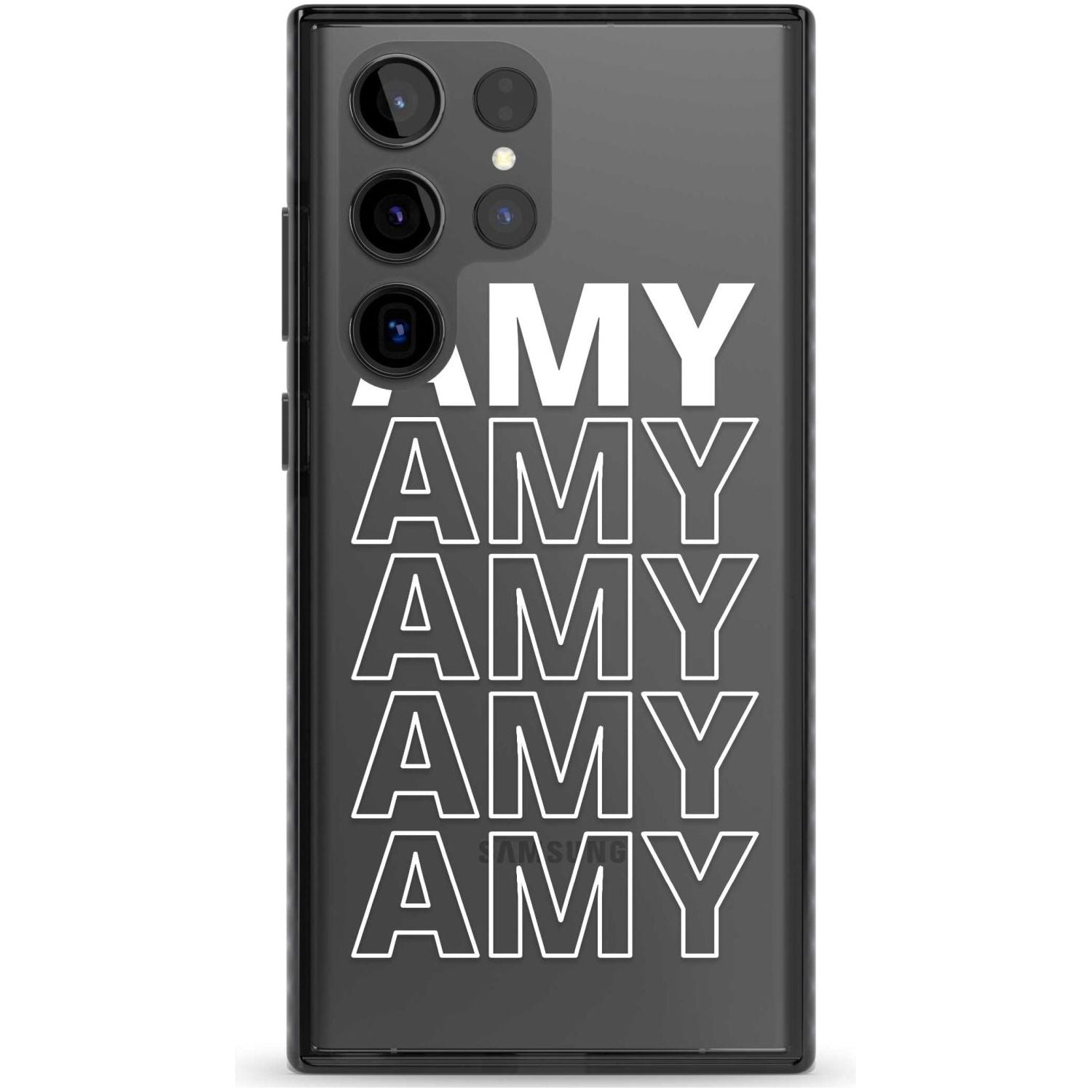 Personalised Clear Text  5C Custom Phone Case Samsung S22 Ultra / Black Impact Case,Samsung S23 Ultra / Black Impact Case Blanc Space