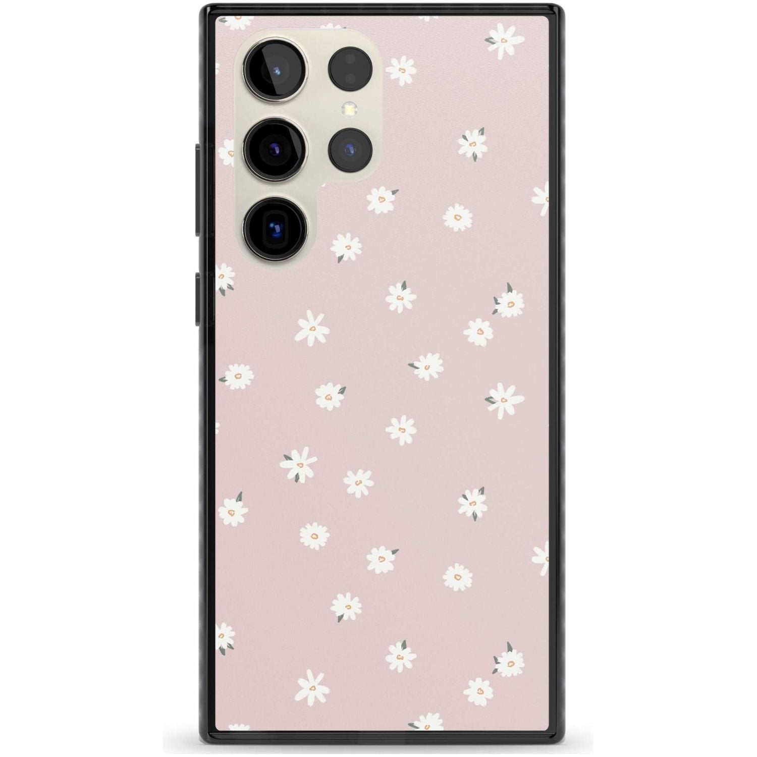 Painted Daises on Pink Phone Case Samsung S22 Ultra / Black Impact Case,Samsung S23 Ultra / Black Impact Case Blanc Space