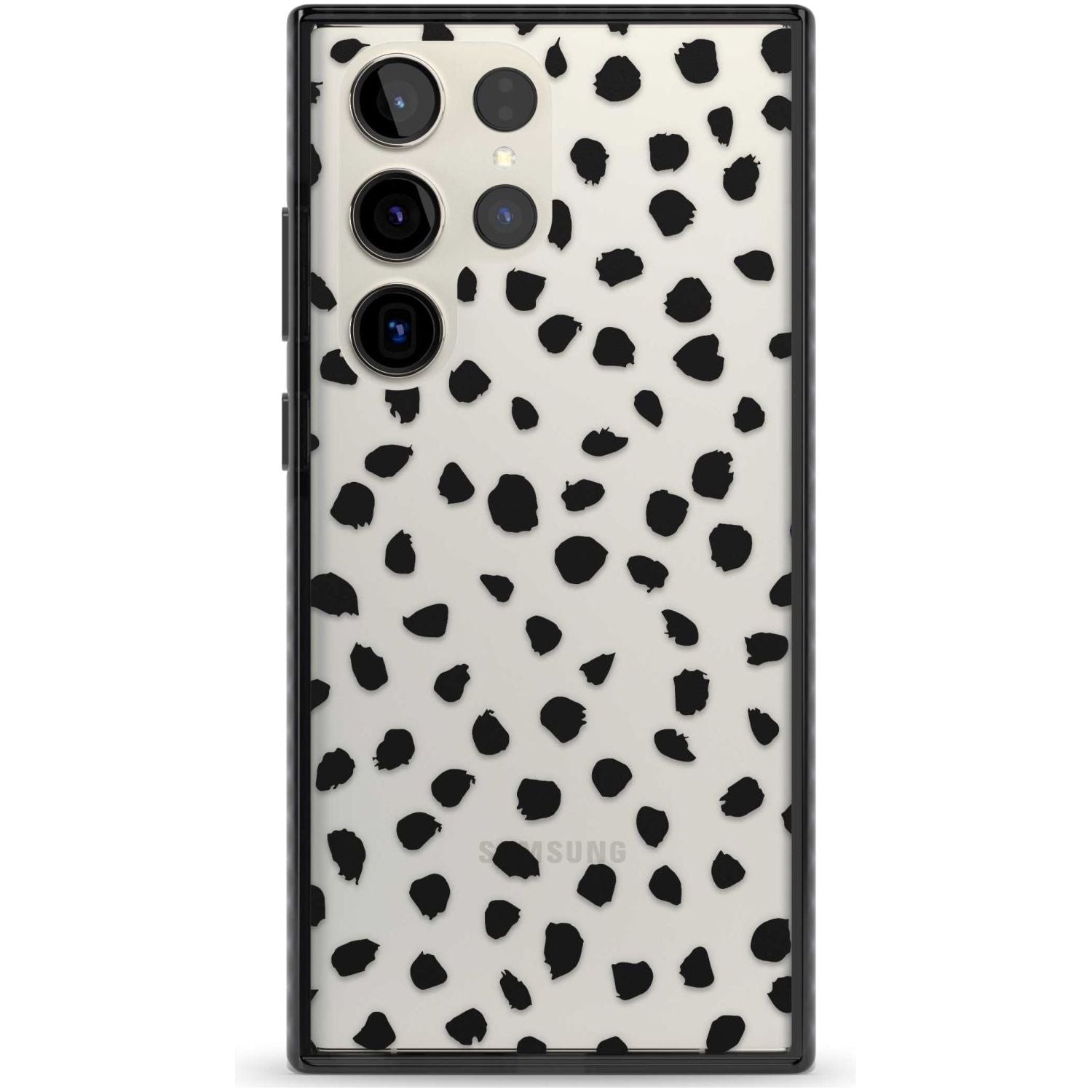 Black on Transparent Dalmatian Polka Dot Spots Phone Case Samsung S22 Ultra / Black Impact Case,Samsung S23 Ultra / Black Impact Case Blanc Space