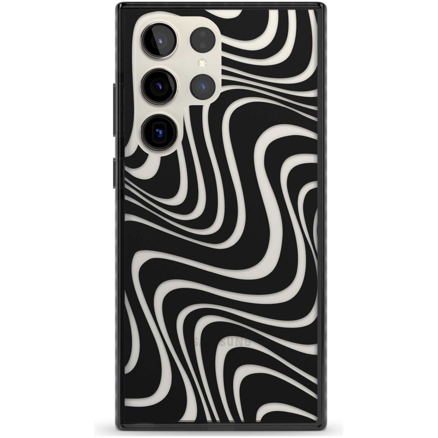Abstract Waves Phone Case Samsung S22 Ultra / Black Impact Case,Samsung S23 Ultra / Black Impact Case Blanc Space