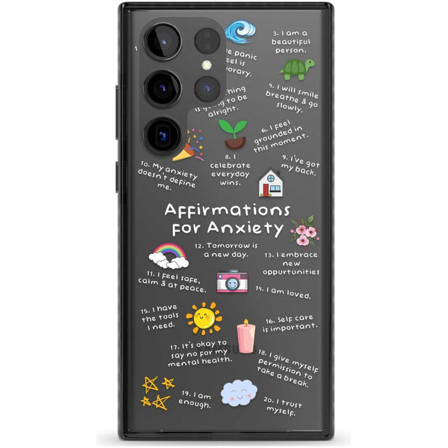 Anxiety White Text Phone Case Samsung S22 Ultra / Black Impact Case,Samsung S23 Ultra / Black Impact Case Blanc Space