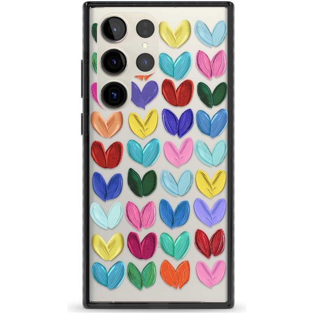 Oil Painted Hearts Phone Case Samsung S22 Ultra / Black Impact Case,Samsung S23 Ultra / Black Impact Case Blanc Space