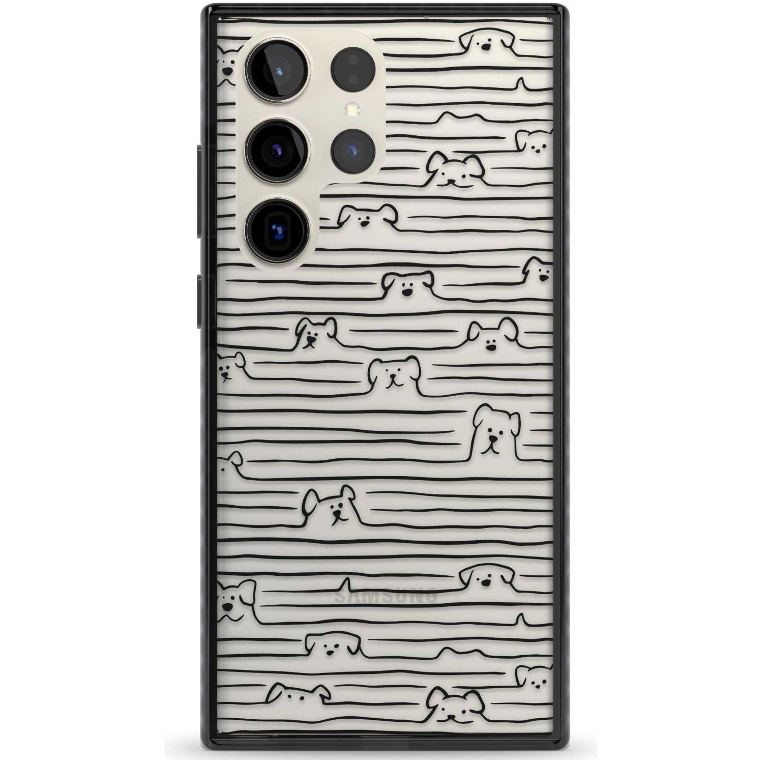Dog Line Art - Black Phone Case Samsung S22 Ultra / Black Impact Case,Samsung S23 Ultra / Black Impact Case Blanc Space