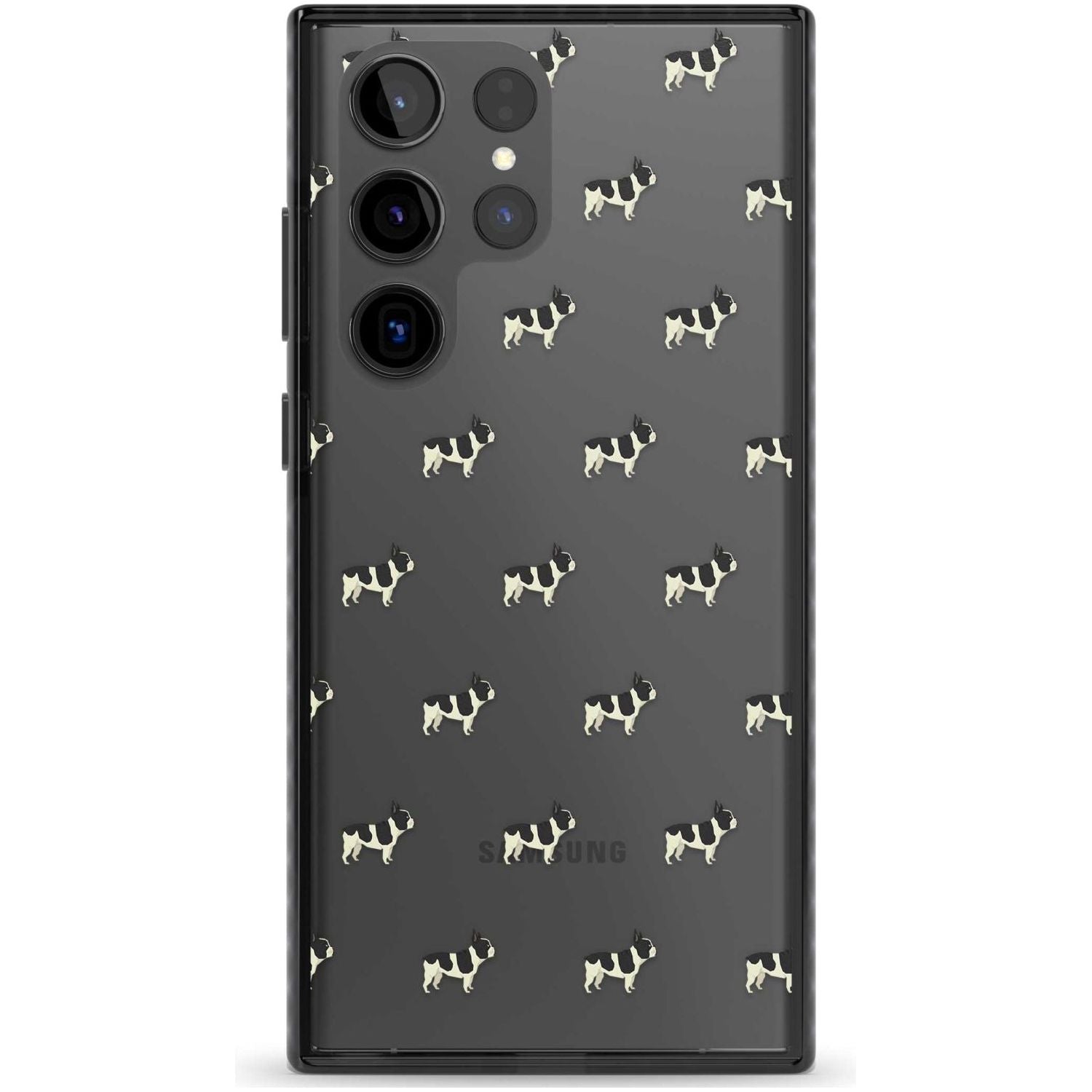 French Bulldog Dog Pattern Clear Phone Case Samsung S22 Ultra / Black Impact Case,Samsung S23 Ultra / Black Impact Case Blanc Space