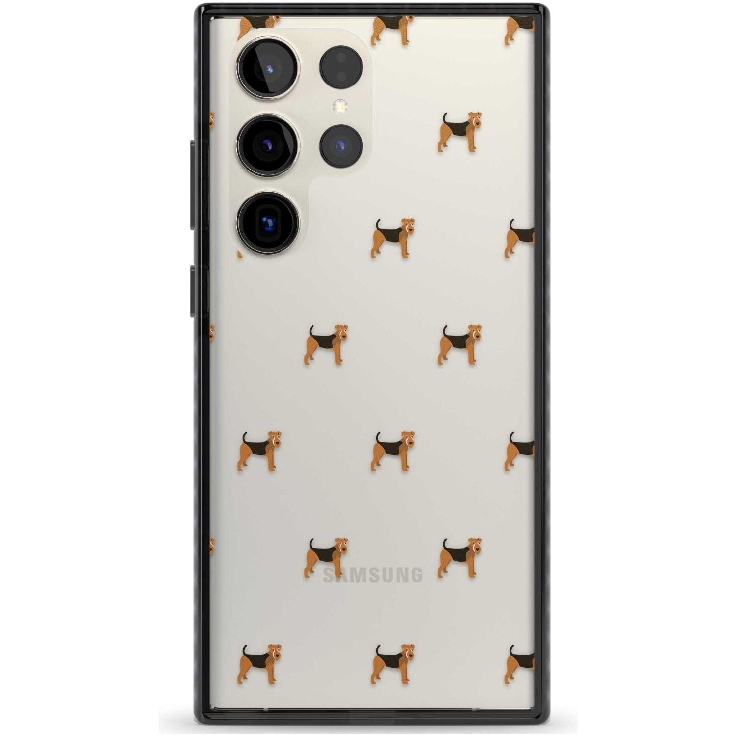 Airedale Terrier Dog Pattern Clear Phone Case Samsung S22 Ultra / Black Impact Case,Samsung S23 Ultra / Black Impact Case Blanc Space