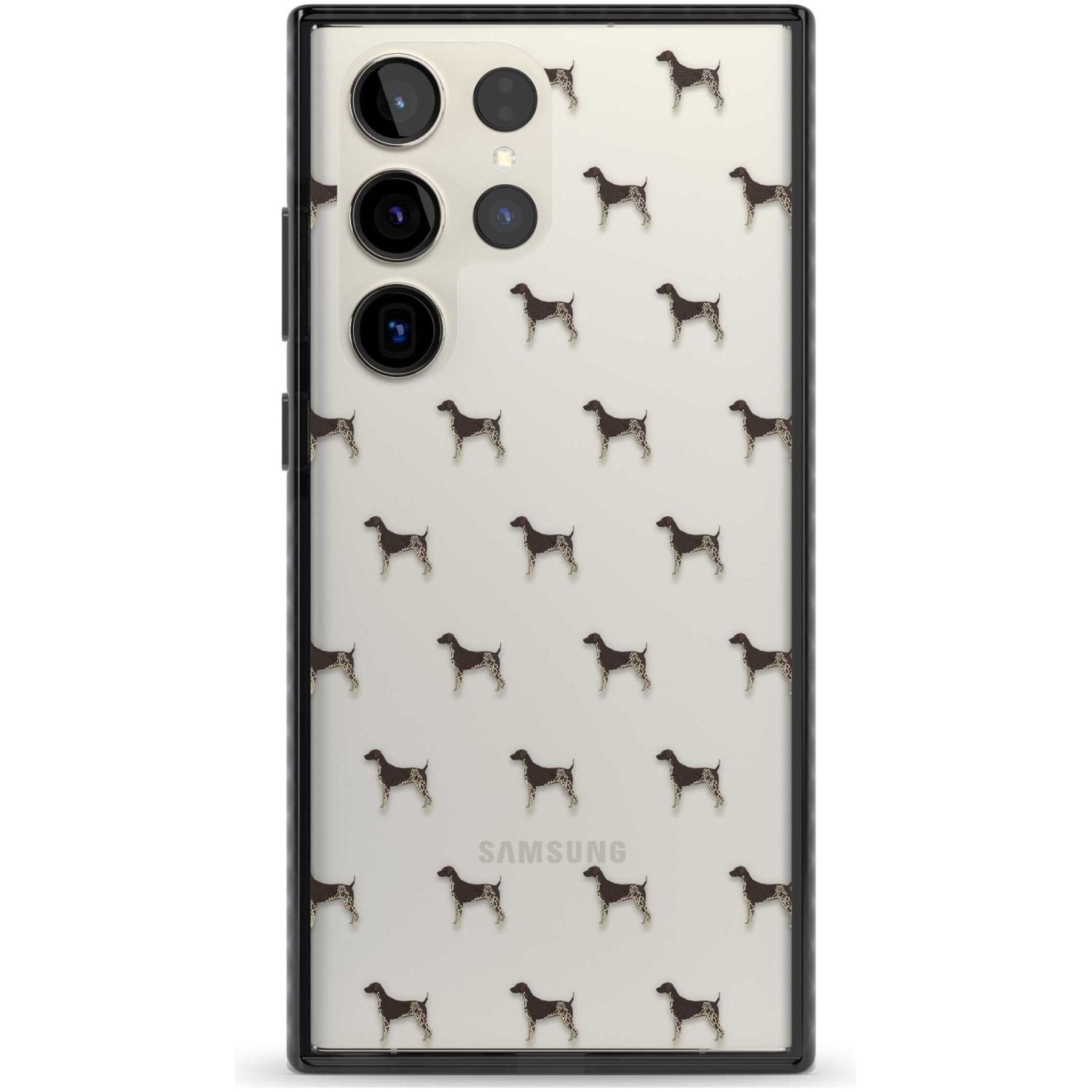 German Shorthaired Pointer Dog Pattern Clear Phone Case Samsung S22 Ultra / Black Impact Case,Samsung S23 Ultra / Black Impact Case Blanc Space