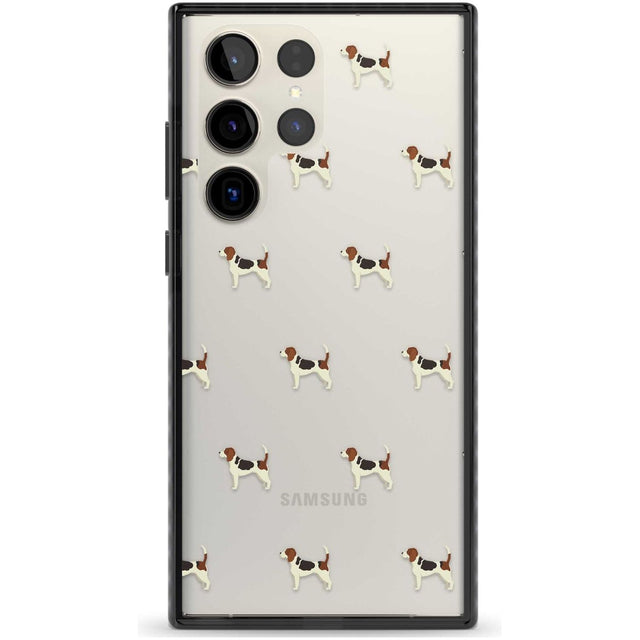Beagle Dog Pattern Clear Phone Case Samsung S22 Ultra / Black Impact Case,Samsung S23 Ultra / Black Impact Case Blanc Space
