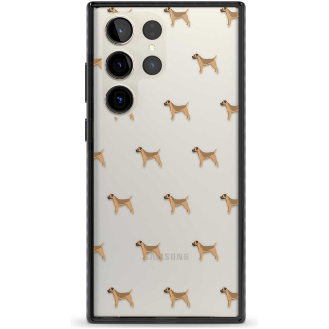 Border Terrier Dog Pattern Clear Phone Case Samsung S22 Ultra / Black Impact Case,Samsung S23 Ultra / Black Impact Case Blanc Space