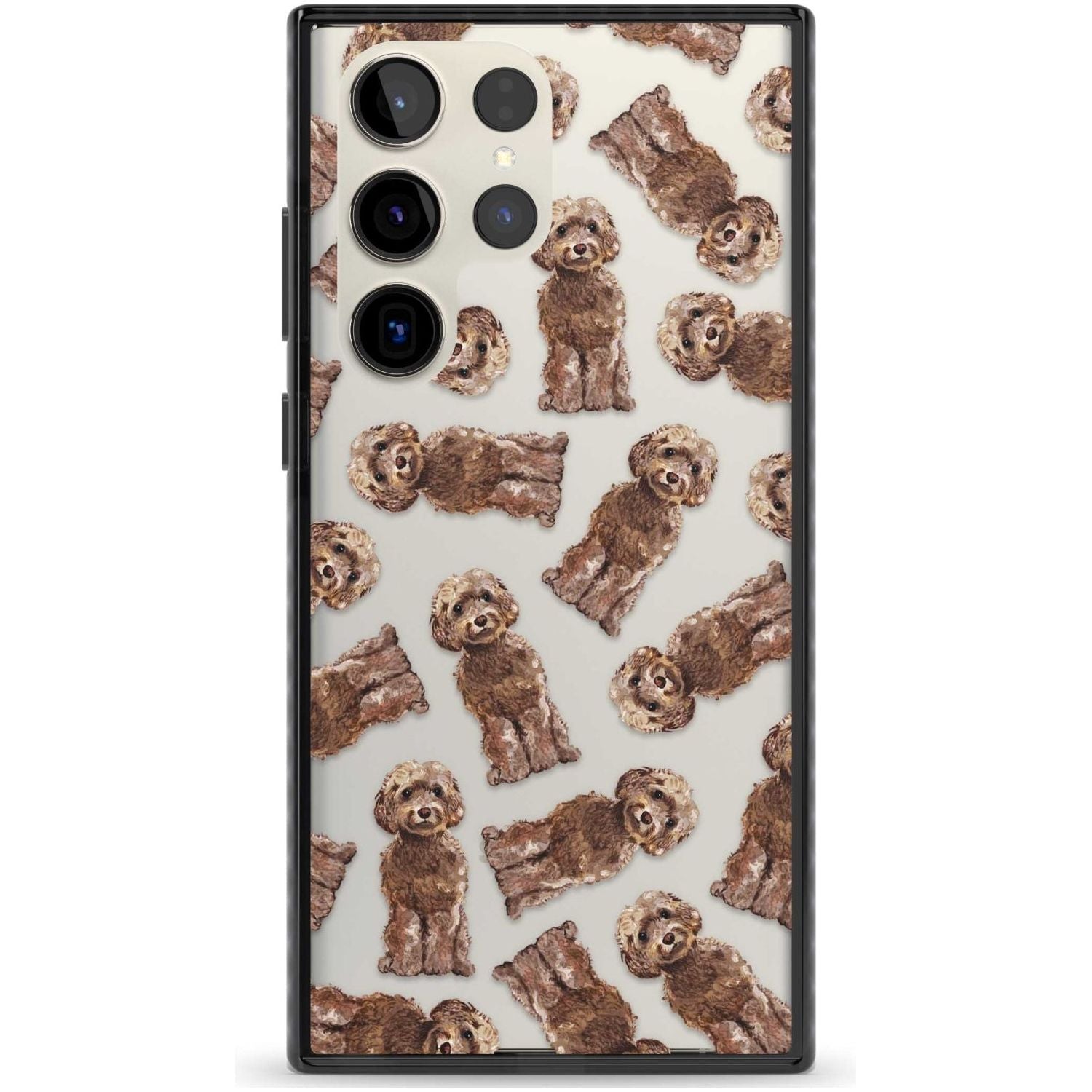 Cockapoo (Brown) Watercolour Dog Pattern Phone Case Samsung S22 Ultra / Black Impact Case,Samsung S23 Ultra / Black Impact Case Blanc Space