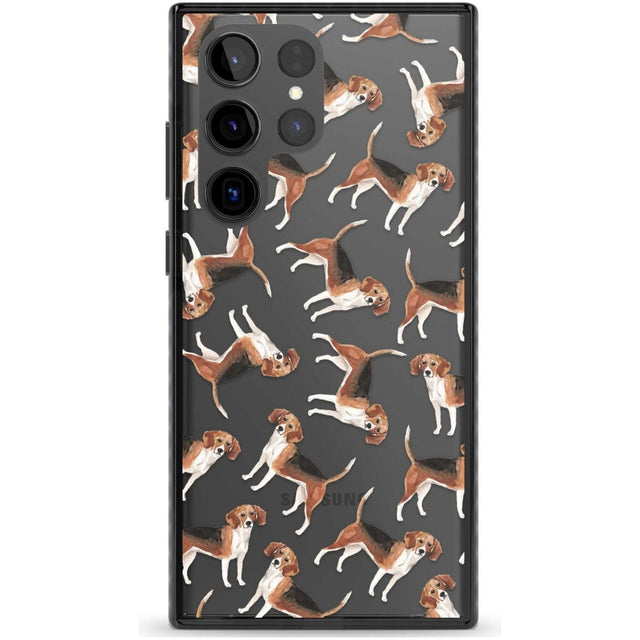 Beagle Watercolour Dog Pattern Phone Case Samsung S22 Ultra / Black Impact Case,Samsung S23 Ultra / Black Impact Case Blanc Space