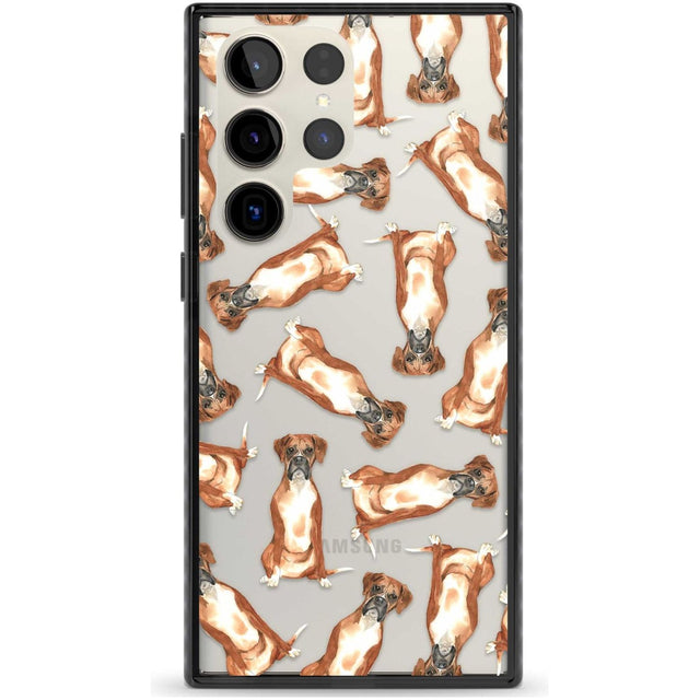 Boxer Watercolour Dog Pattern Phone Case Samsung S22 Ultra / Black Impact Case,Samsung S23 Ultra / Black Impact Case Blanc Space