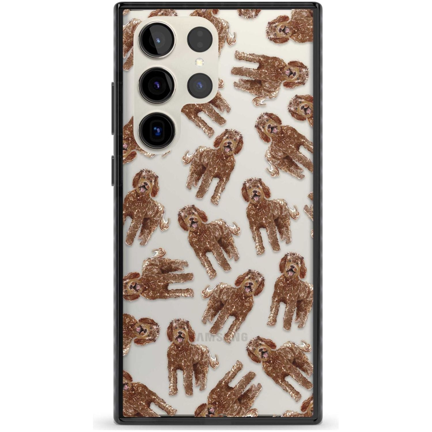 Labradoodle (Brown) Watercolour Dog Pattern Phone Case Samsung S22 Ultra / Black Impact Case,Samsung S23 Ultra / Black Impact Case Blanc Space