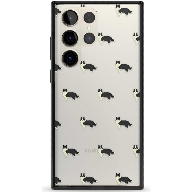 Border Collie Dog Pattern Clear Phone Case Samsung S22 Ultra / Black Impact Case,Samsung S23 Ultra / Black Impact Case Blanc Space
