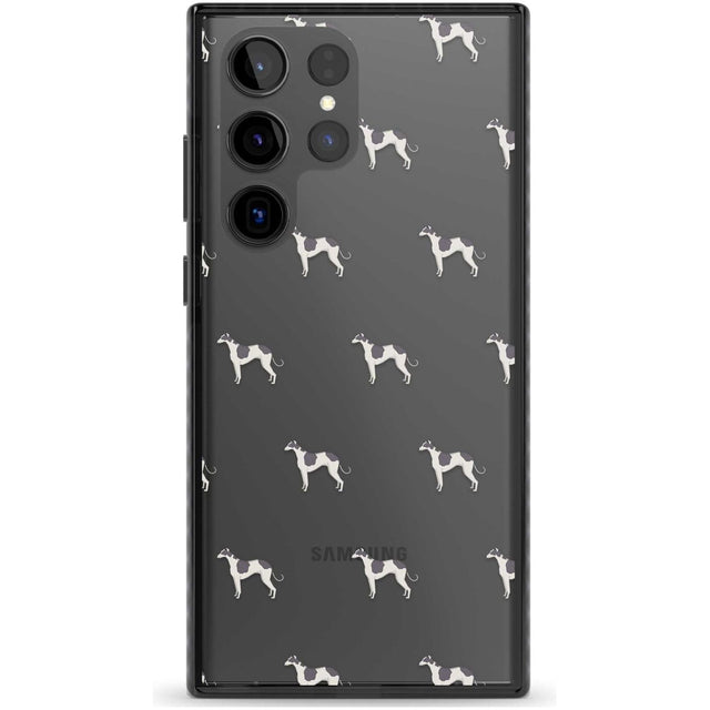 Greyhound Dog Pattern Clear Phone Case Samsung S22 Ultra / Black Impact Case,Samsung S23 Ultra / Black Impact Case Blanc Space