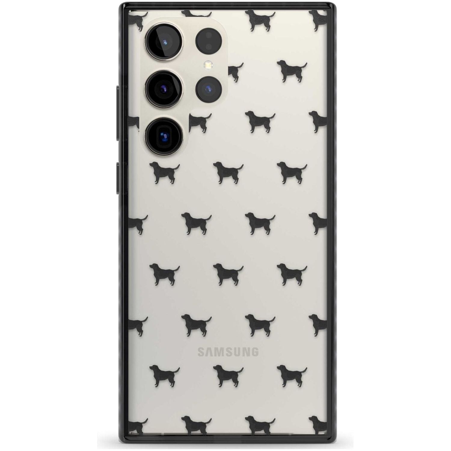 Black Labrador Dog Pattern Clear Phone Case Samsung S22 Ultra / Black Impact Case,Samsung S23 Ultra / Black Impact Case Blanc Space