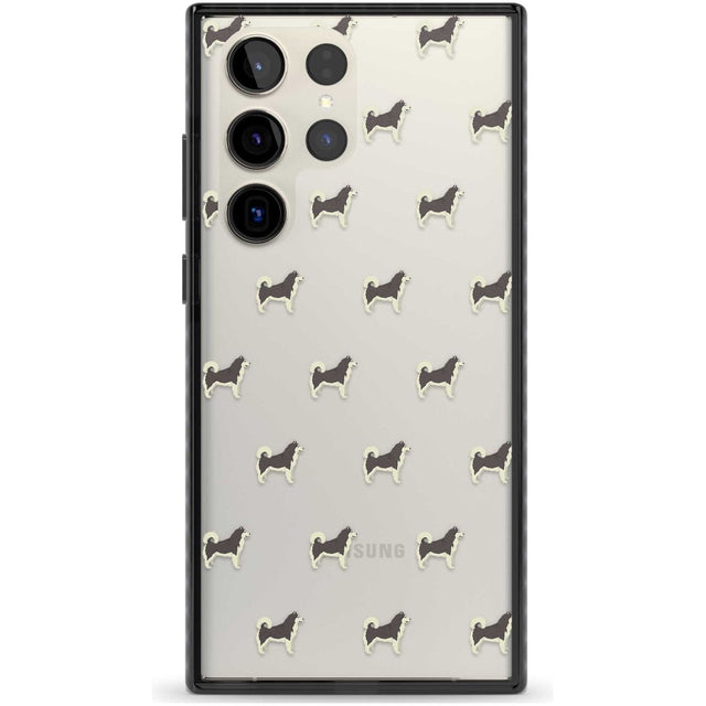 Alaskan Malamute Dog Pattern Clear Phone Case Samsung S22 Ultra / Black Impact Case,Samsung S23 Ultra / Black Impact Case Blanc Space