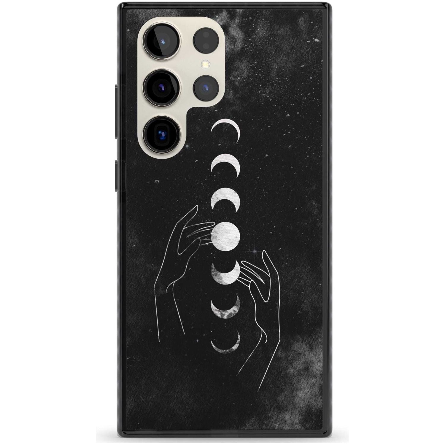 Moon Phases and Hands Phone Case Samsung S22 Ultra / Black Impact Case,Samsung S23 Ultra / Black Impact Case Blanc Space