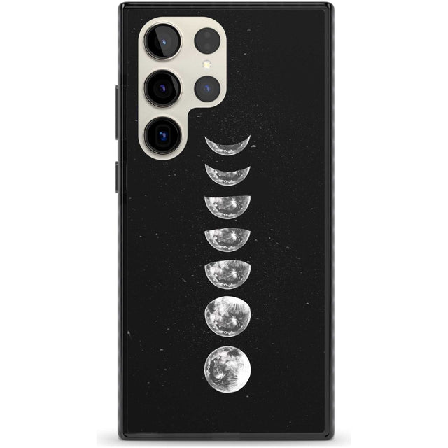 Light Watercolour Moons Phone Case Samsung S22 Ultra / Black Impact Case,Samsung S23 Ultra / Black Impact Case Blanc Space