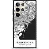 Map of Barcelona, Spain Phone Case Samsung S22 Ultra / Black Impact Case,Samsung S23 Ultra / Black Impact Case Blanc Space