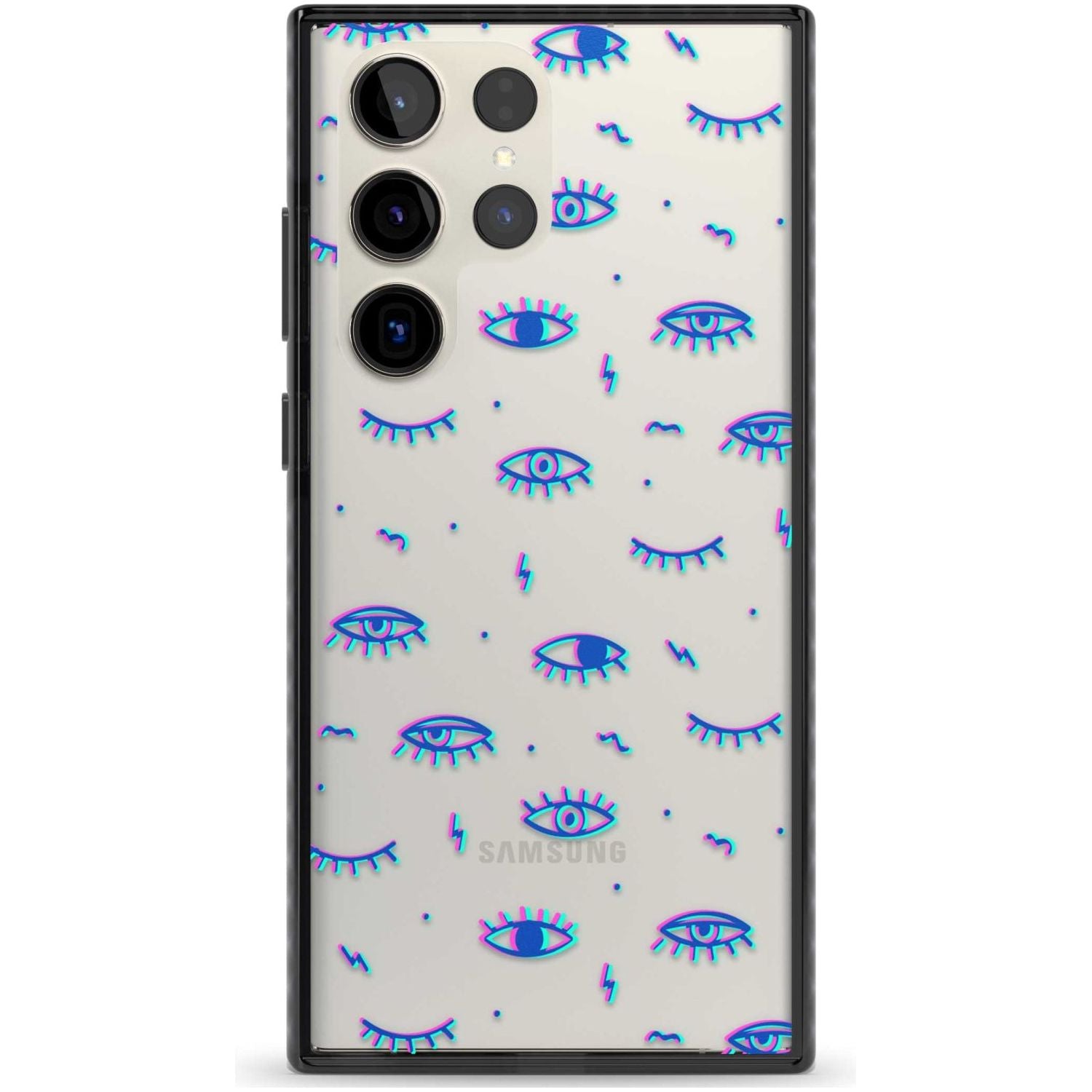Duotone Psychedelic Eyes Phone Case Samsung S22 Ultra / Black Impact Case,Samsung S23 Ultra / Black Impact Case Blanc Space