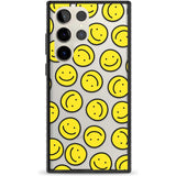 Happy Face Clear Pattern Phone Case Samsung S22 Ultra / Black Impact Case,Samsung S23 Ultra / Black Impact Case Blanc Space