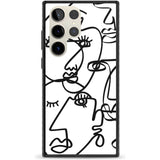 Abstract Continuous Line Faces Black on White Phone Case Samsung S22 Ultra / Black Impact Case,Samsung S23 Ultra / Black Impact Case Blanc Space